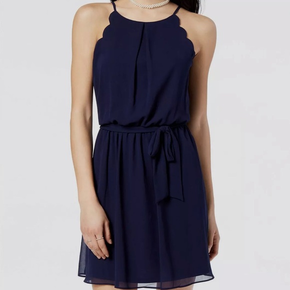 BCX Dresses & Skirts - BCX Scalloped Sleeveless Navy Blue Dress Sash Belt